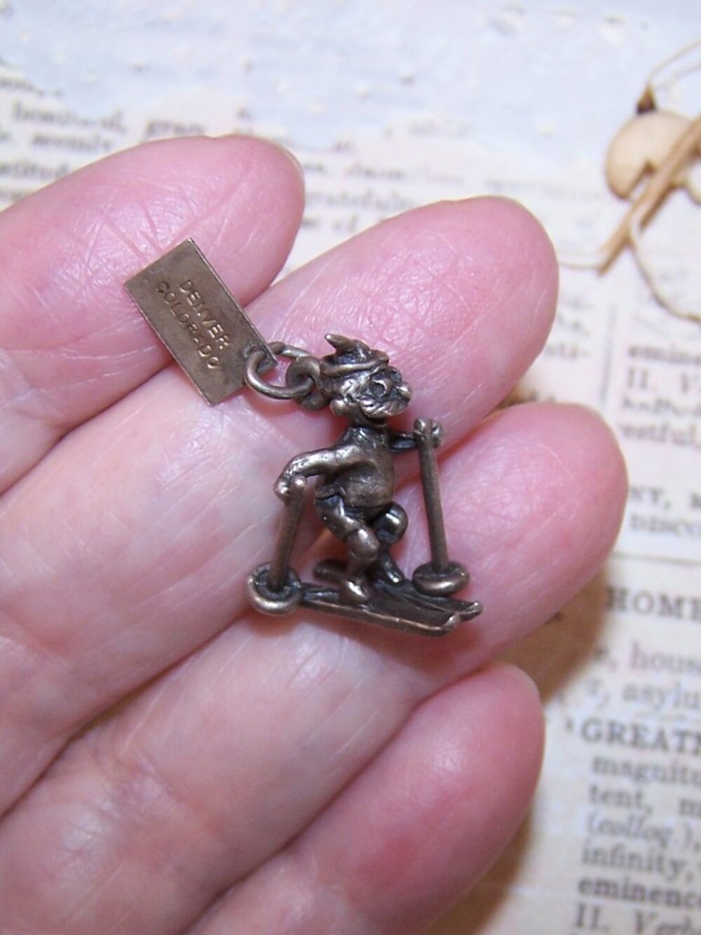 BELL Sterling Silver Charm - Man on Skis | Denver Colorado Souvenir